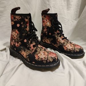 Dr Martens Black Floral Boots